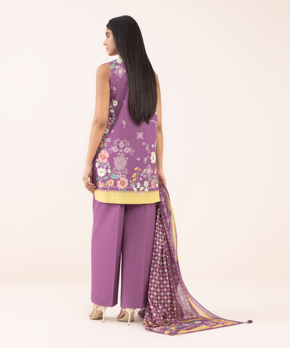 Women's Unstitched Cotton Printed Three Piece Suit