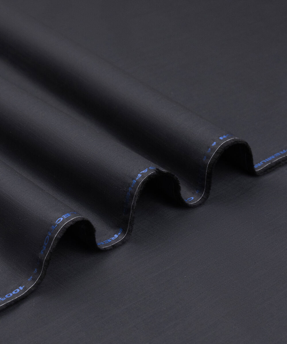 Men's Unstitched Two-Piece Black  Premium Slub Cotton Suit