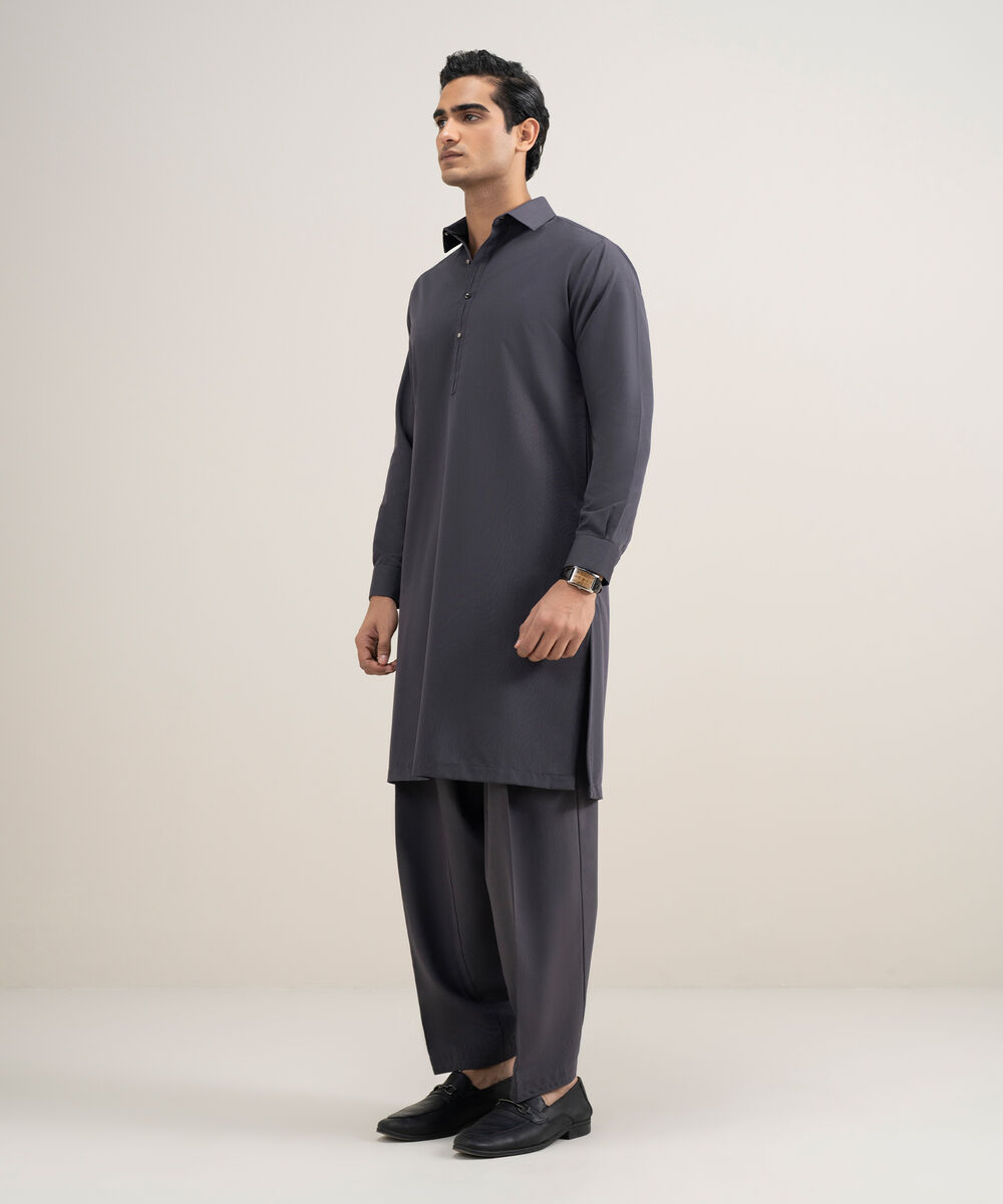 Men's Stitched Luxury Wash and Wear Grey Suit