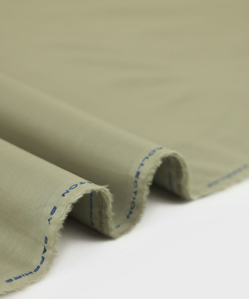Men's Unstitched Cotton Slub Green Full Suit Fabric