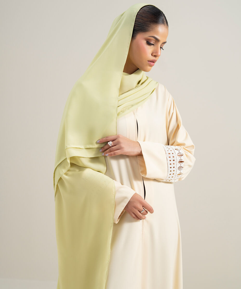 Women's Polyester Yellow Regular Abbaya