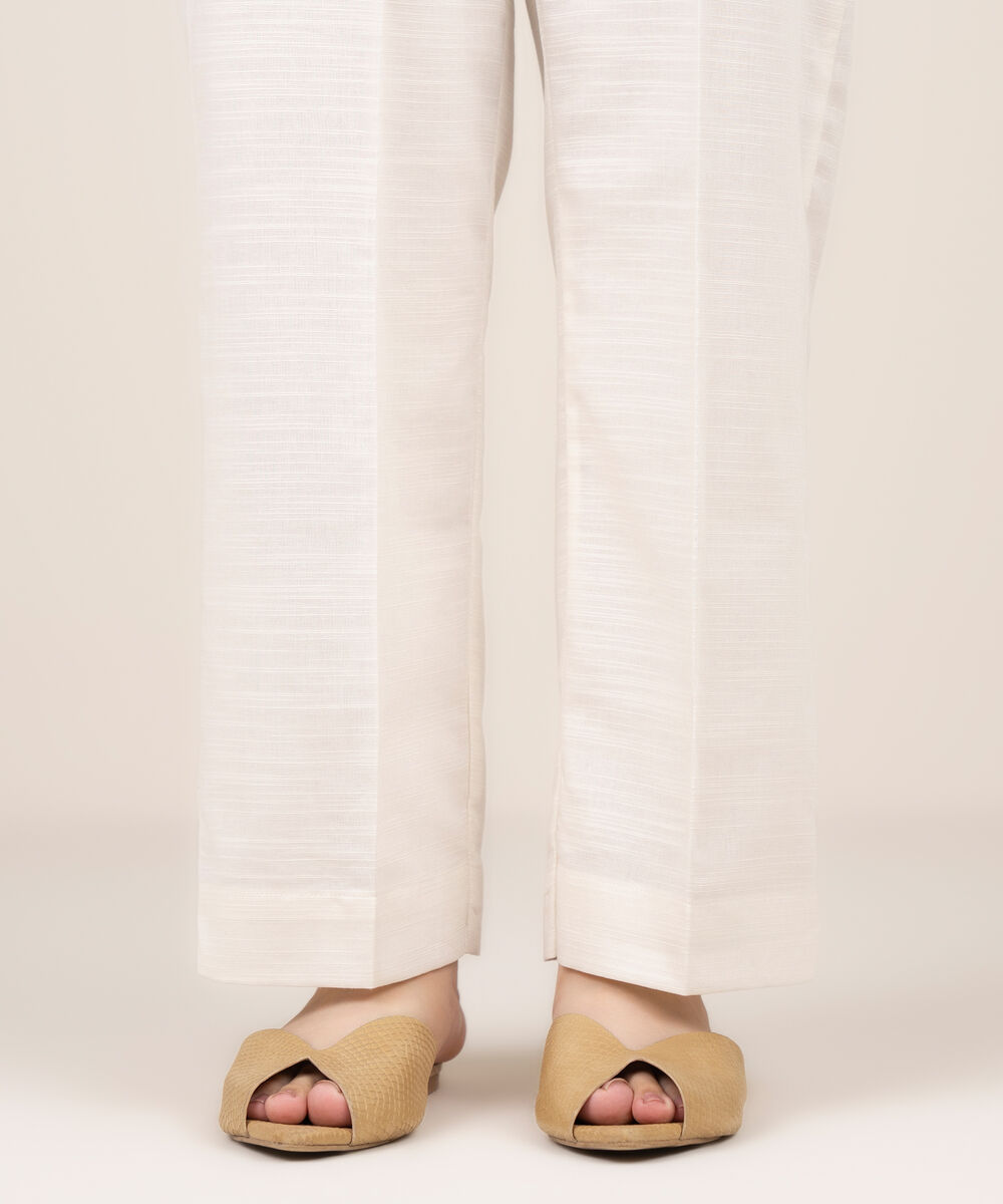 Women's RTW Khaddar Solid Off White Culottes