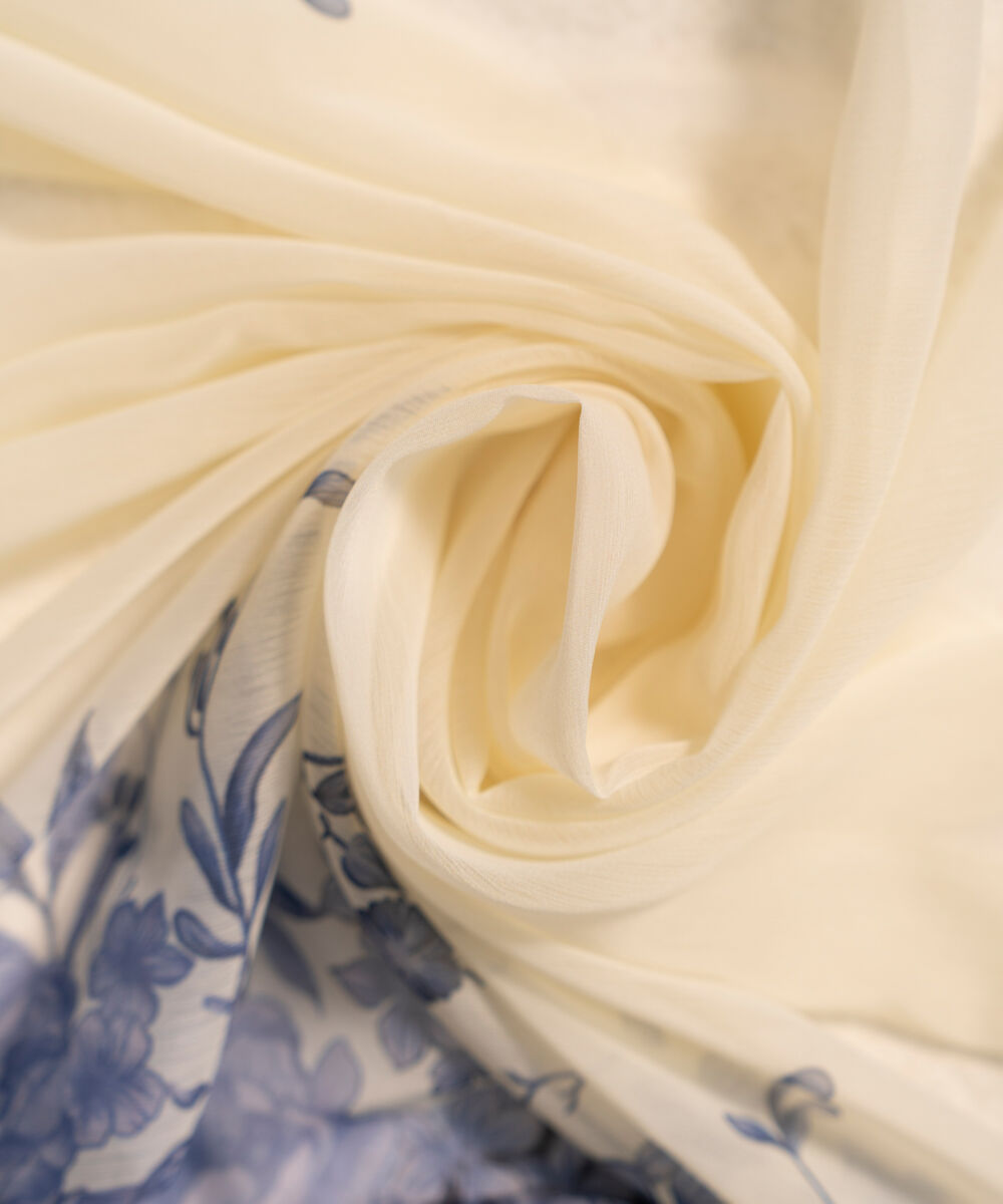 Blended Chiffon Printed Off White Dupatta