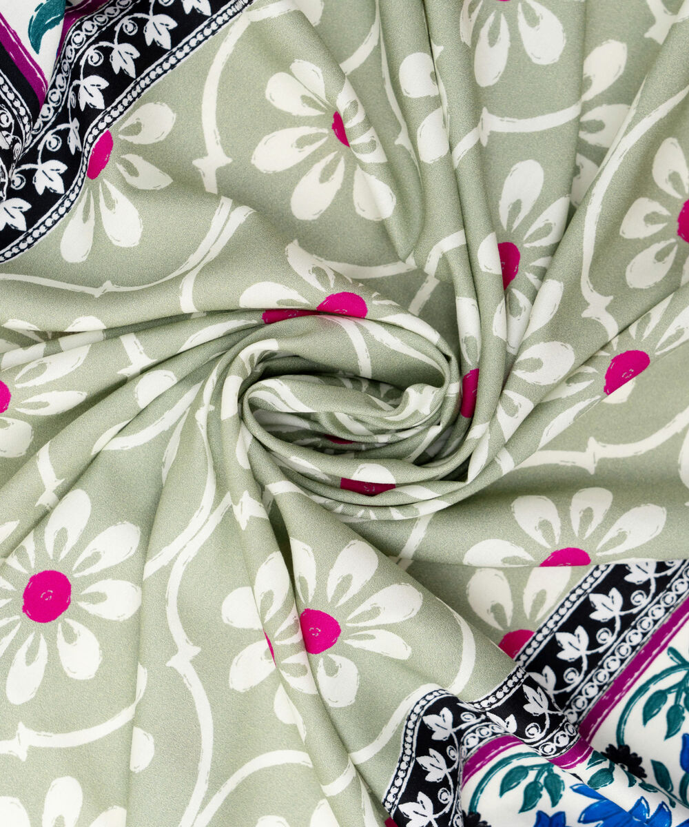 Printed Linen Olive Green Dupatta