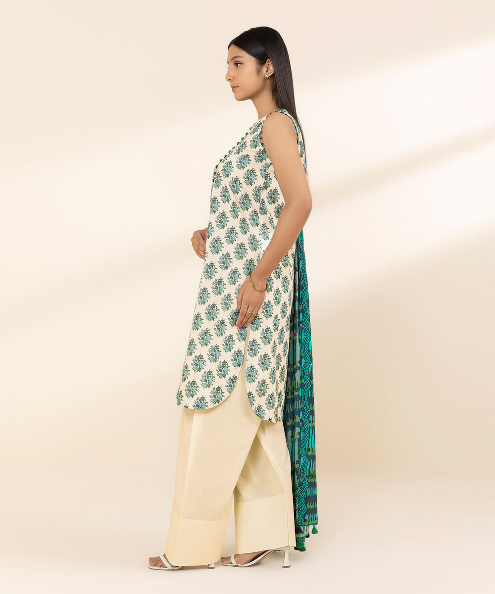 Women's Unstitched Lawn Printed Multi 3 Piece Suit