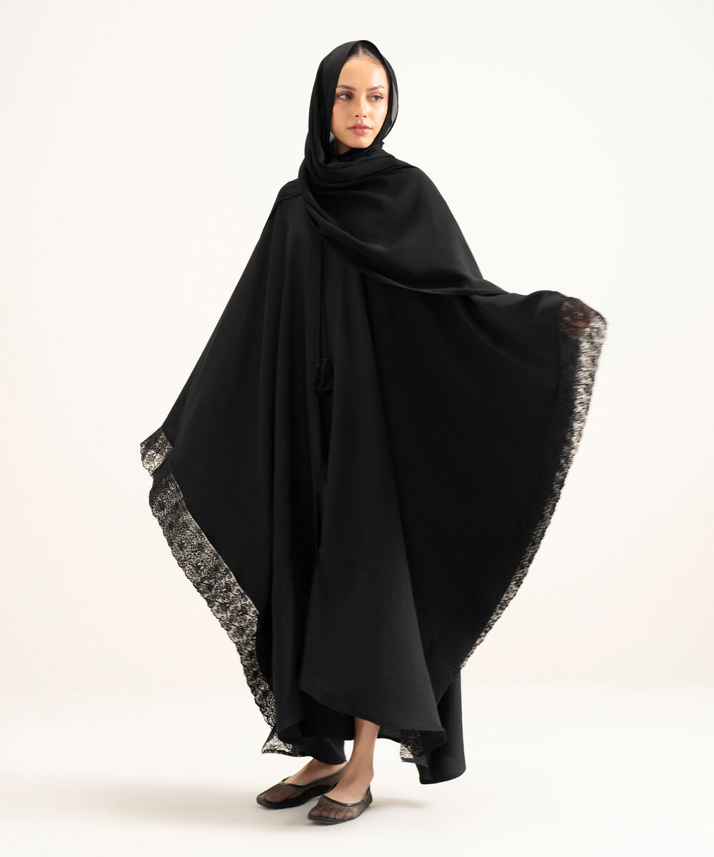Women's Black Cape Abbaya Set