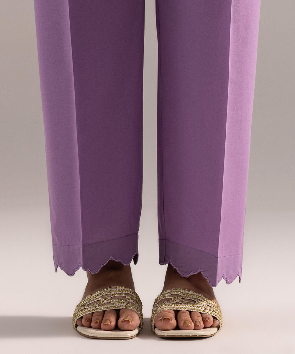 Women's RTW Cambric Solid Lilac Straight Pants