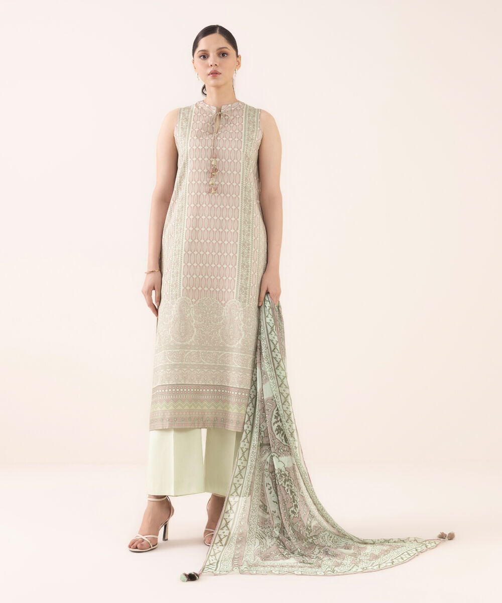 Women's Unstitched Lawn Printed Multi Three Piece Suit