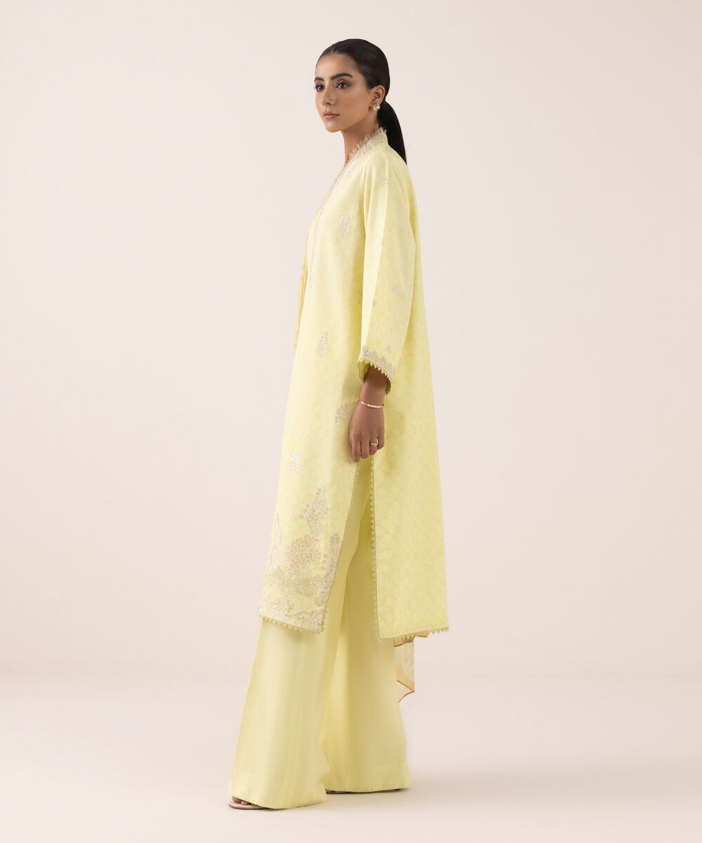 Women's Unstitched Dobby Dyed Three Piece Suit