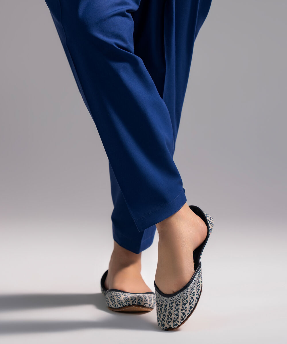 Women's RTW Cambric Solid Dark Blue Shalwar