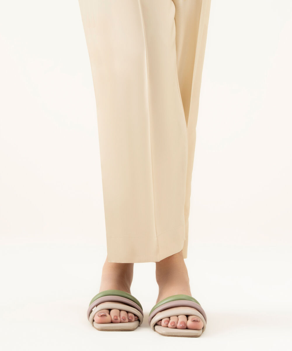 Women's RTW Linen Cream Dyed Straight Pants