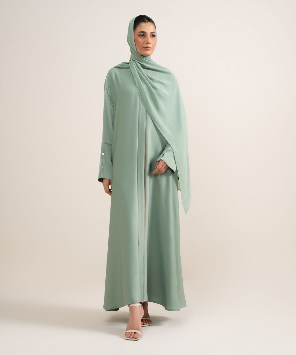 Women's green Regular Abaya Set