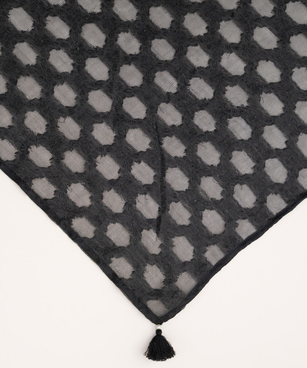 Solid Brochea Jacquard Black Dupatta
