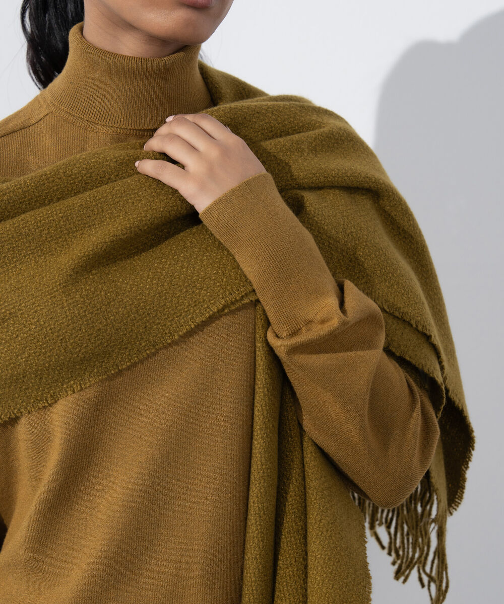 Women's Western Wear Olive Green Woollen Scarf