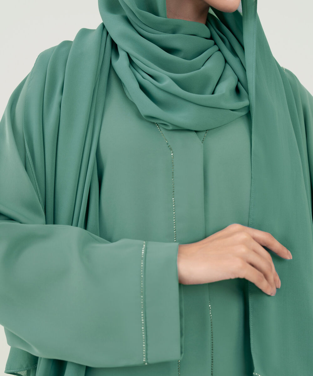 Women's Aqua  Polyester Abaya Set