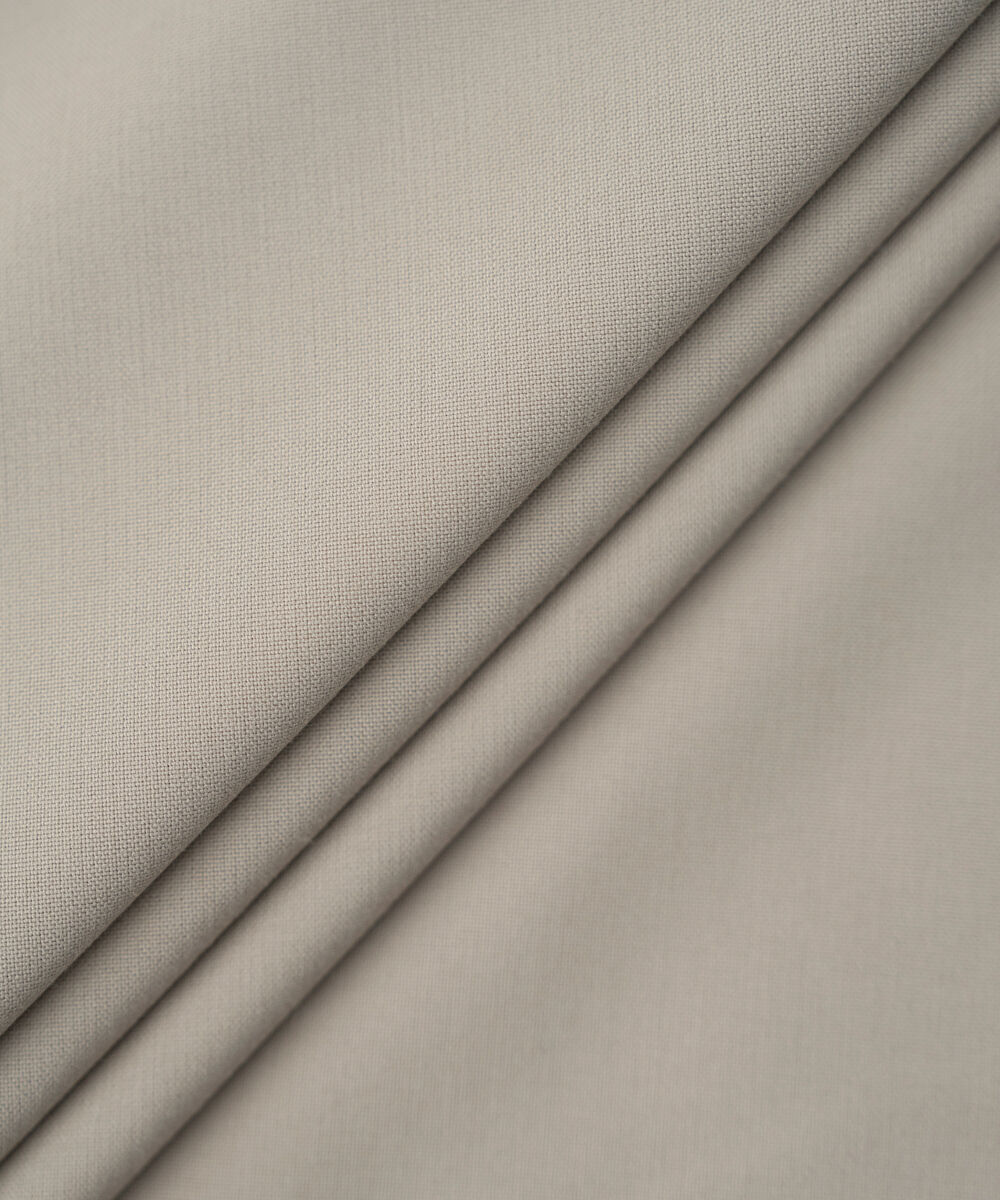 Men's Unstitched Sand Grey Textured Wash & Wear Suit