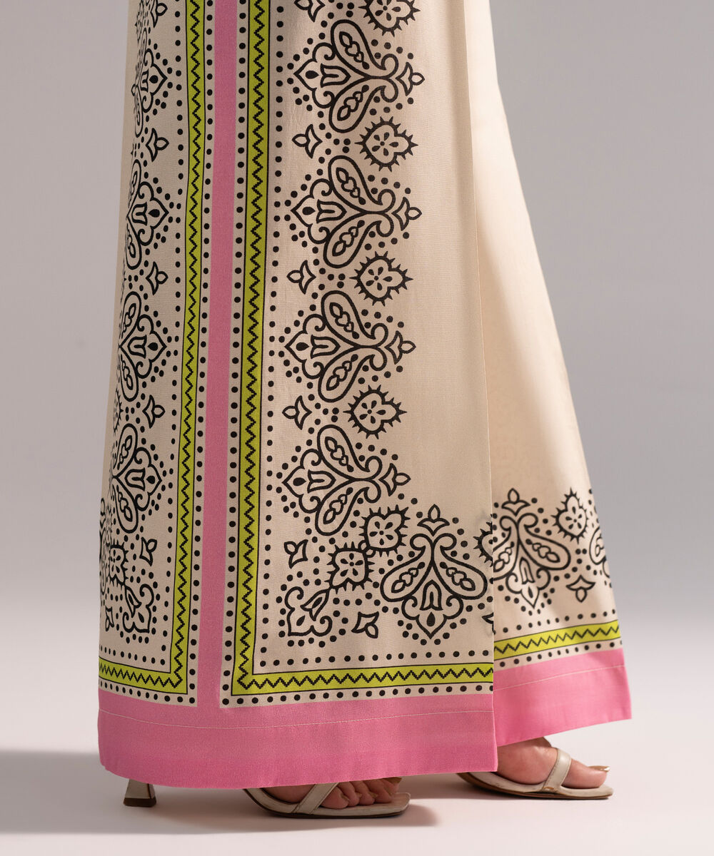 Women's RTW Cambric Printed Beige Culottes