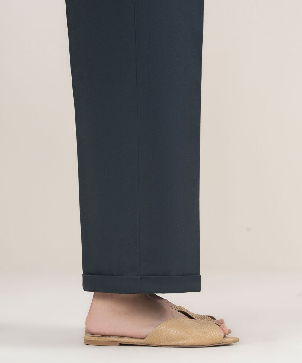 Women's Unstitched Cotton Printed Black Trousers Fabric