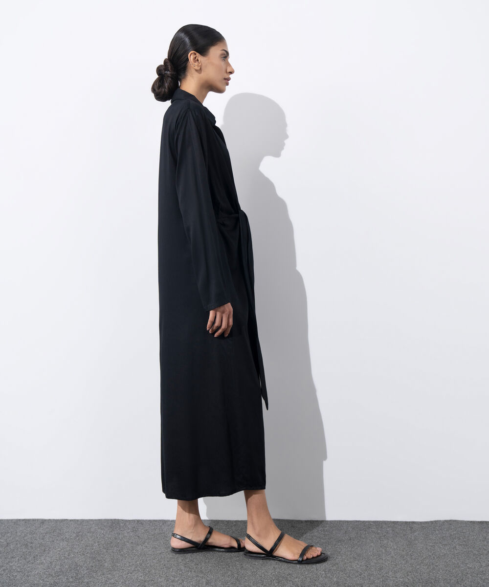 Women's Western Wear Black Tie-Knot Dress