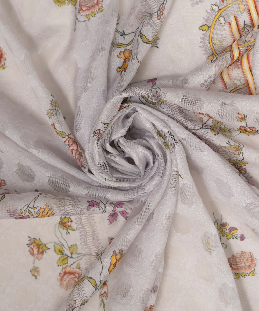 Brochea Jacquard Printed Grey Dupatta