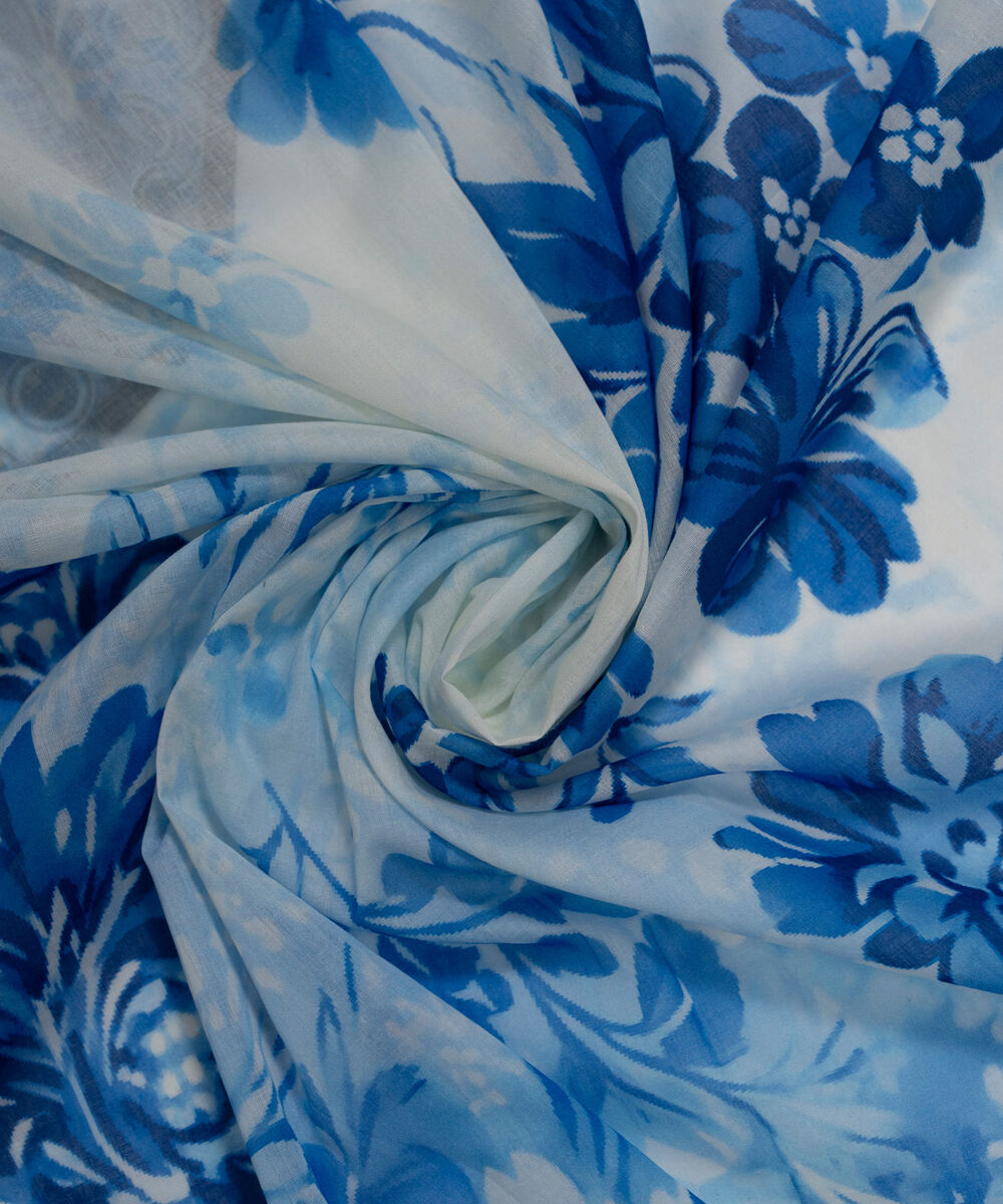 Fine Voile Printed Blue Dupatta