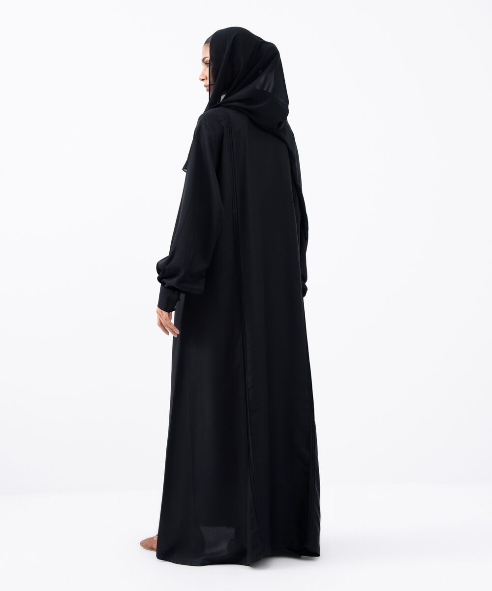 Women's Black Polyester Abaya Set