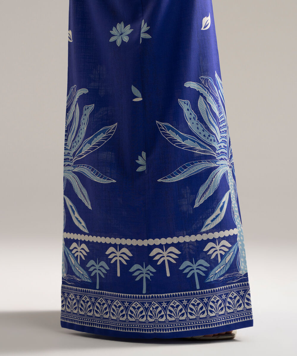 Women's RTW Cross Hatch Printed Blue Flared Pants