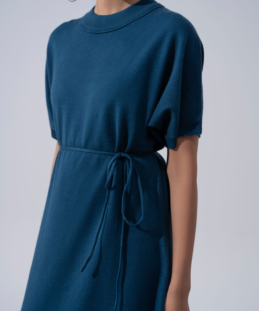 Women's Western Wear Blue Short Sleeve Knit Dress