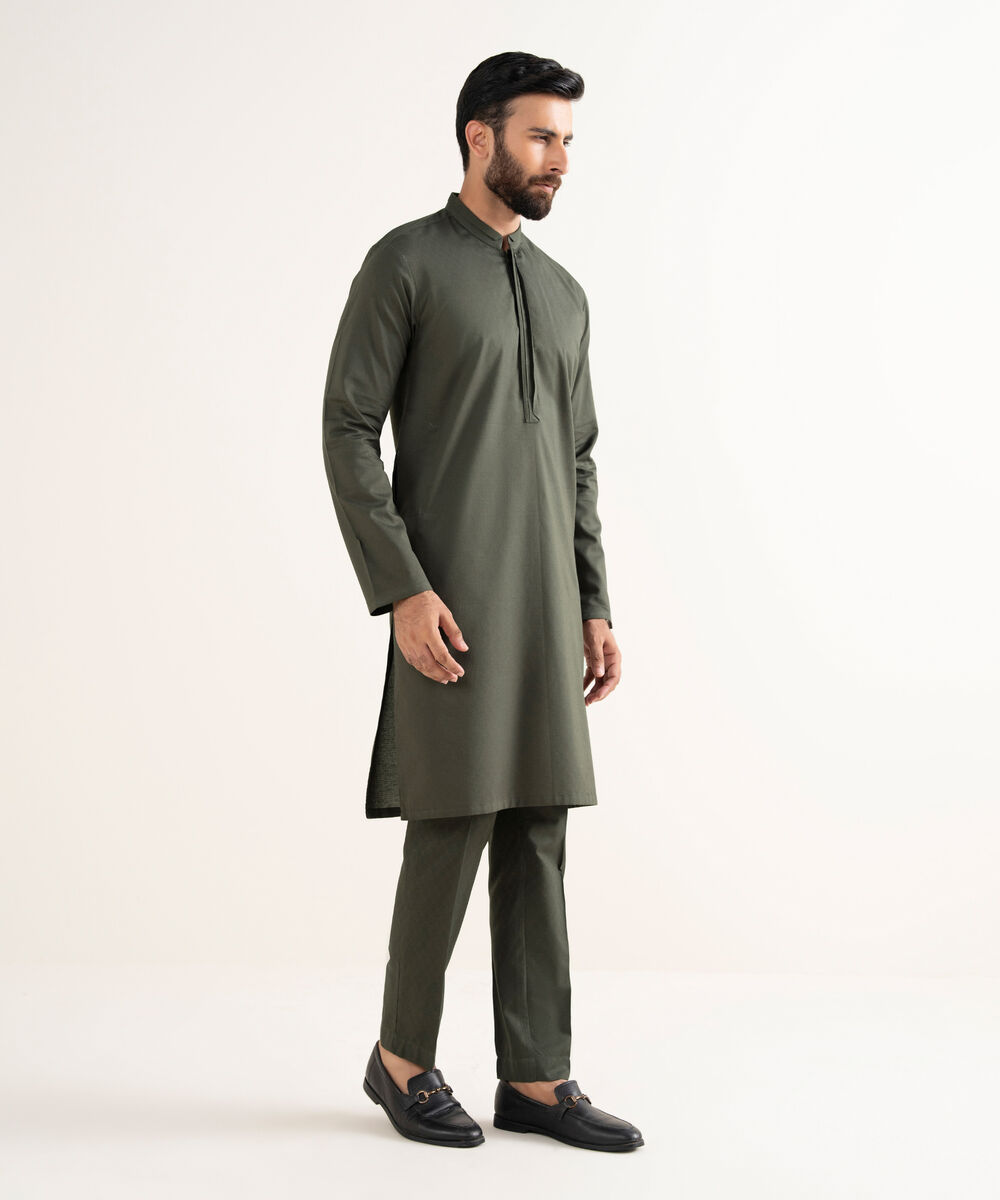 Men's 100% Cotton Plain Olive Kurta Trouser