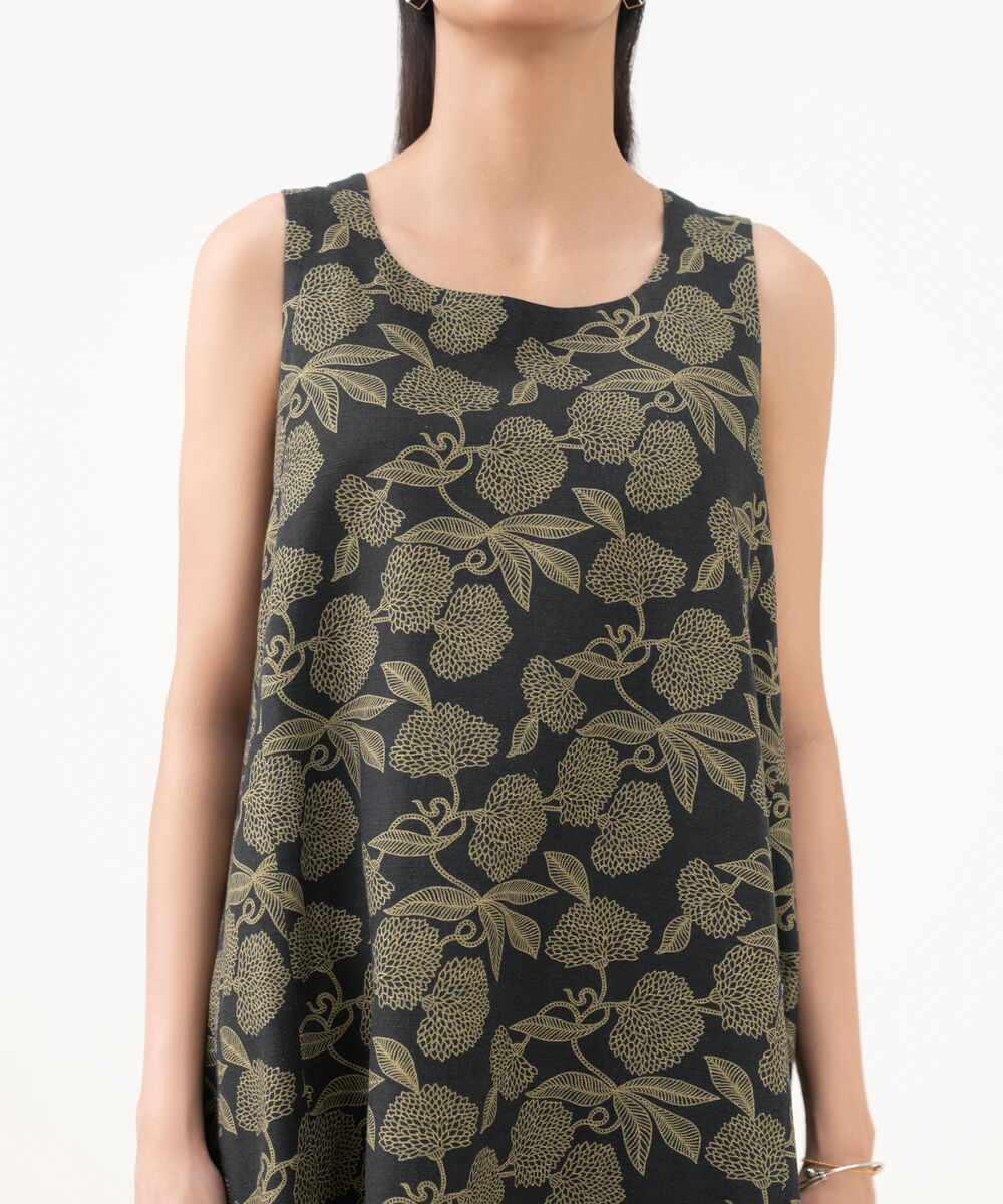 Women's Unstitched Khaddar Printed Black 3 Piece Suit