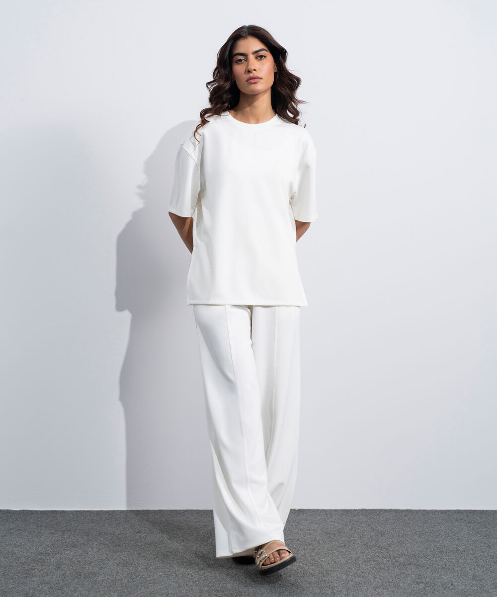 Women's Western Off White Soft Lux Loose Fit T-Shirt