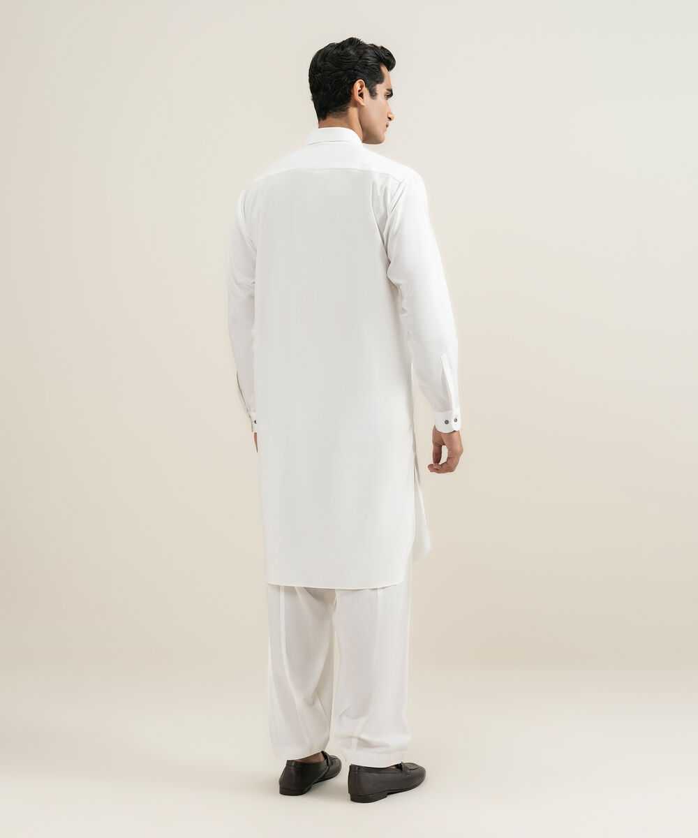 Men's Stitched Off White Kurta Shalwar
