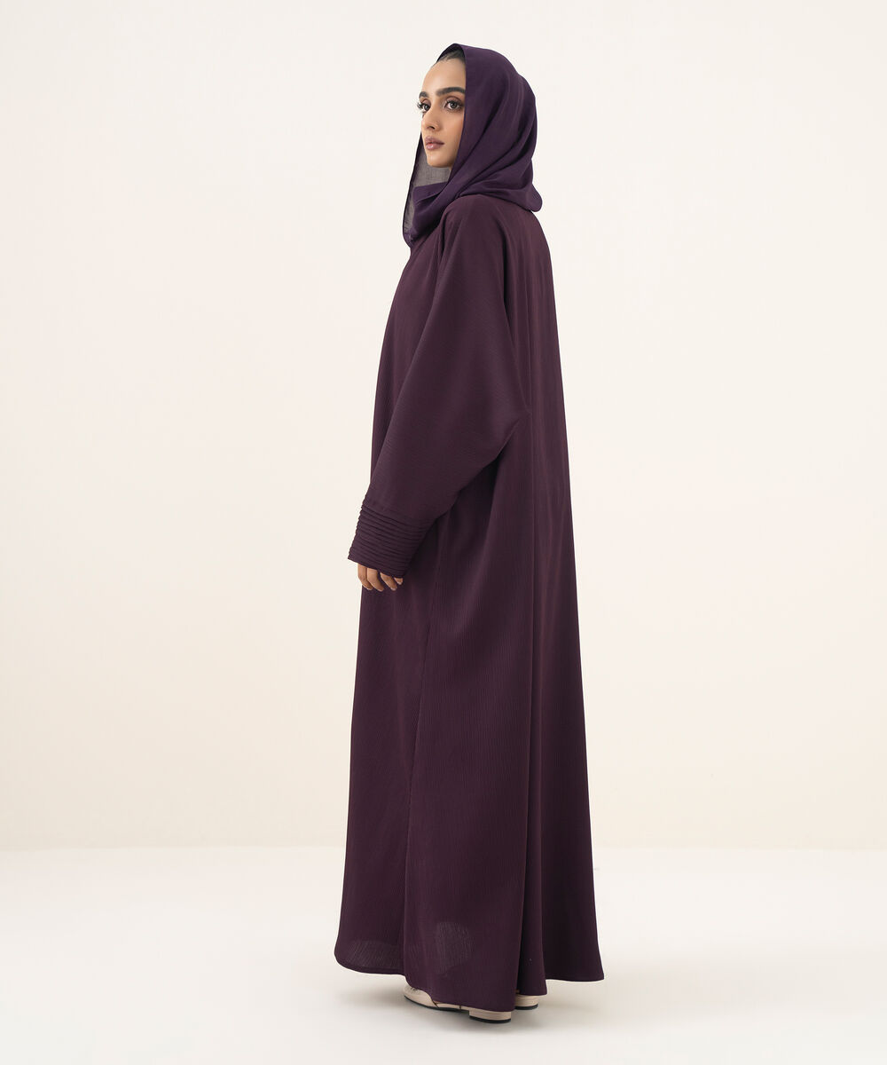 Women's purple button through kimono Abaya