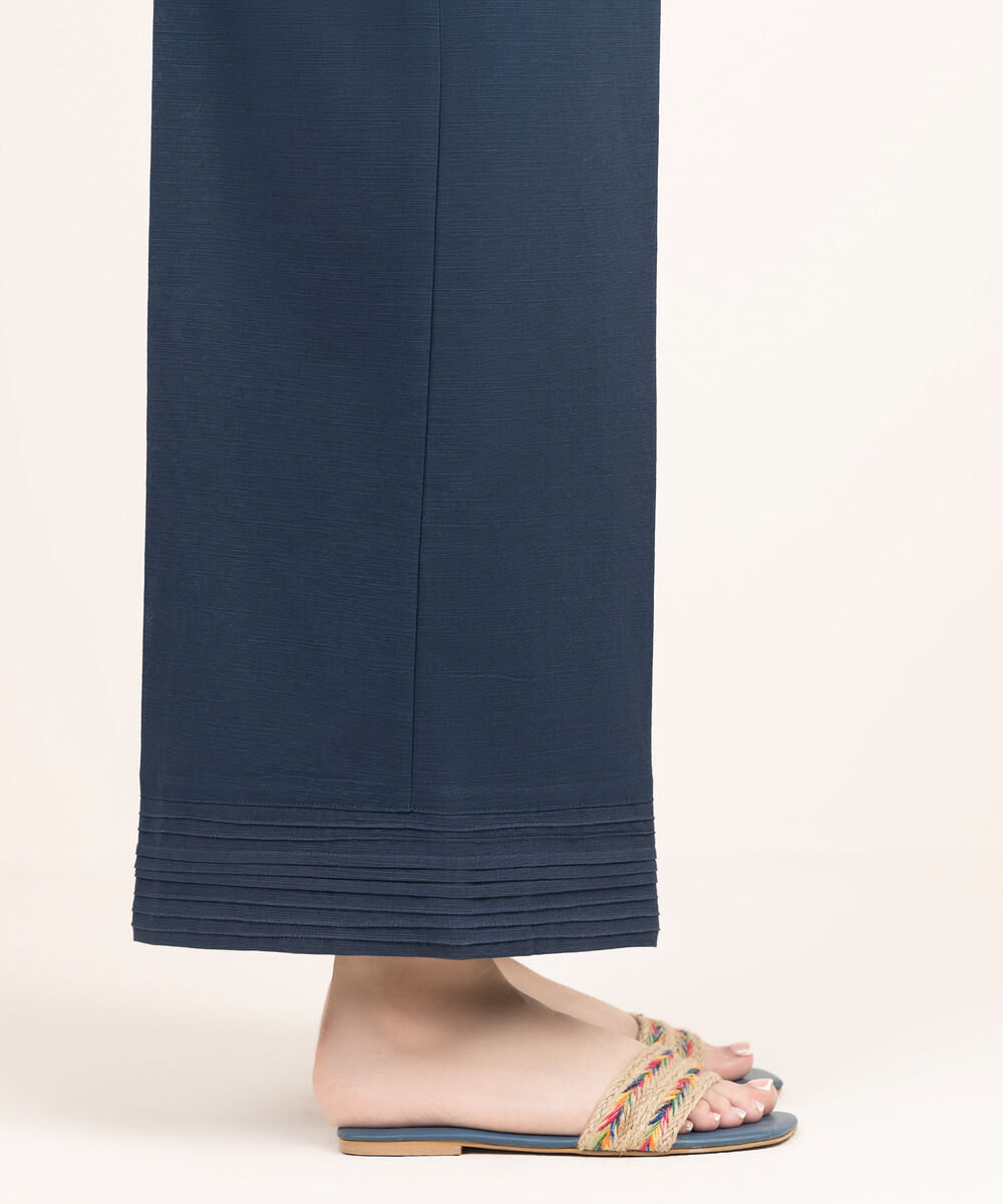 Women's RTW Khaddar Solid Blue Culottes