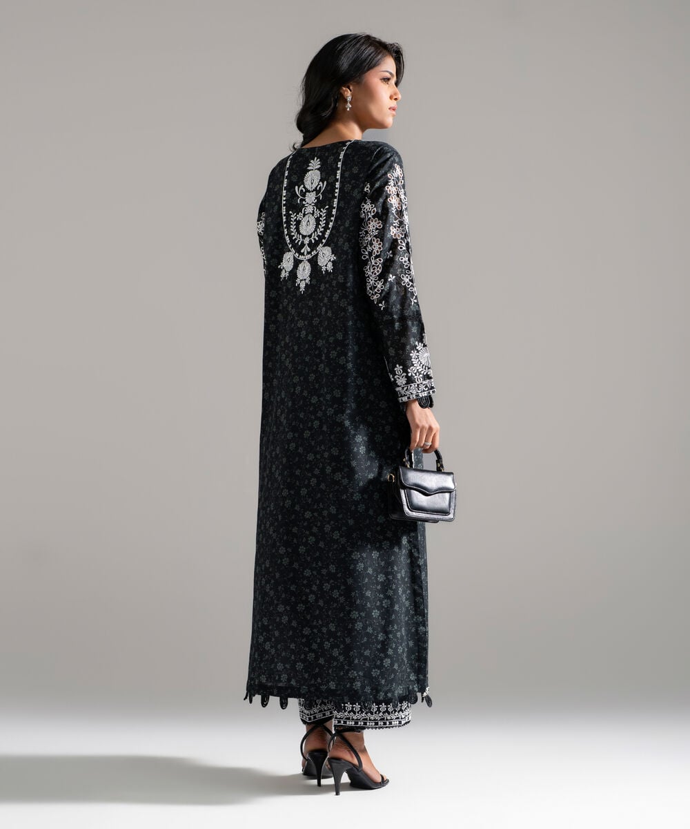 Women's RTW Lawn Embroidered Black 2 Piece Suit