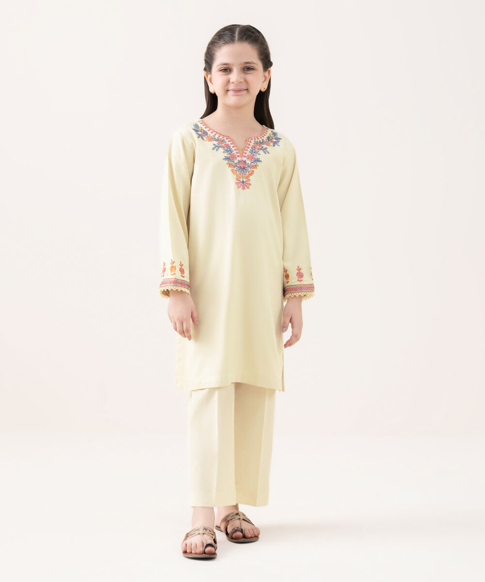 Girls Viscose Marina Cream Dyed Kidswear Shirt and Trousers