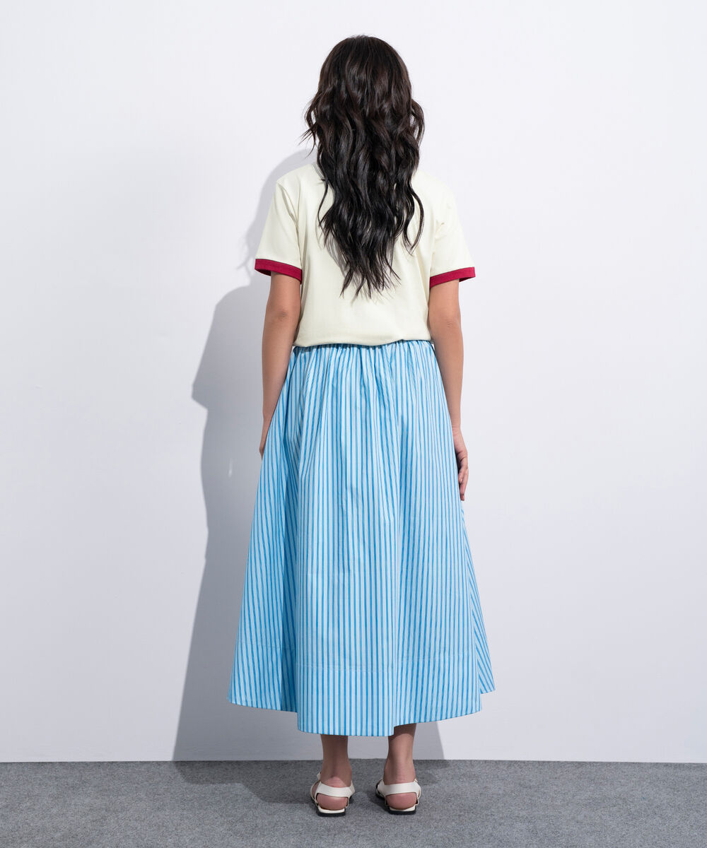 Women's Western Blue Striped Poplin Skirt