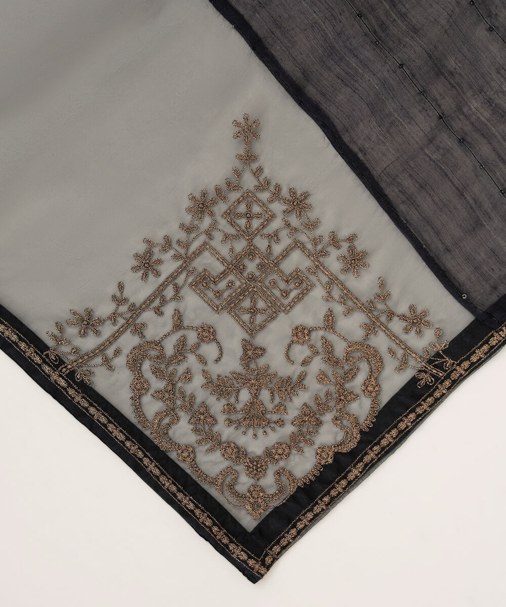 Fancy Manaar Embroidered Black Dupatta
