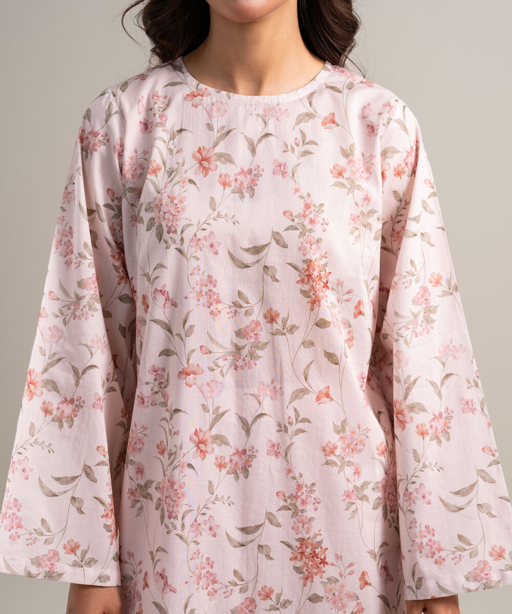 Women's Unstitched Lawn Embroidered Light Pink 3 Piece Suit