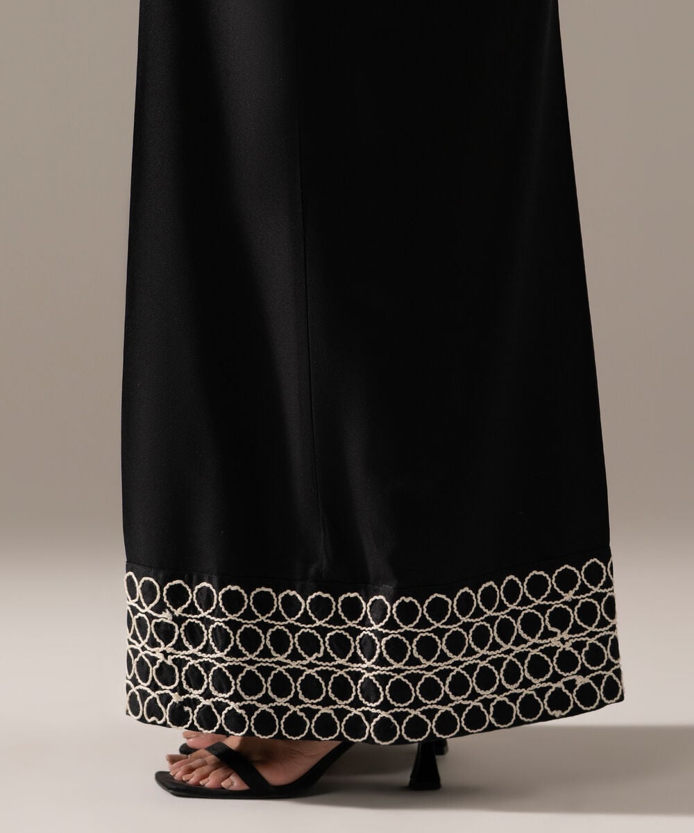 Women's RTW Viscose Marina Embroidered Black Flared Pants