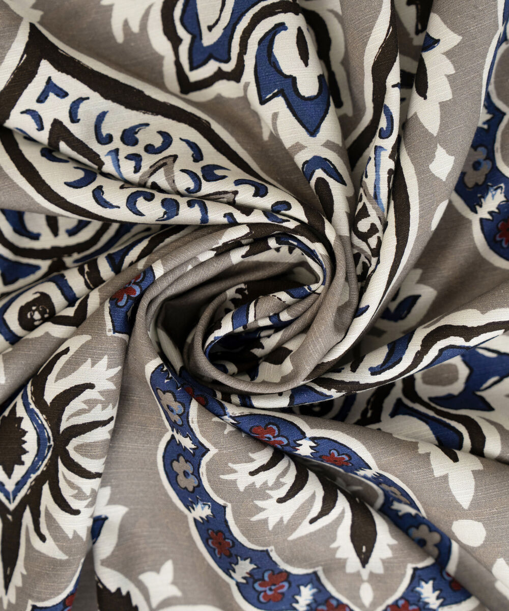 Linen Printed Grey Dupatta