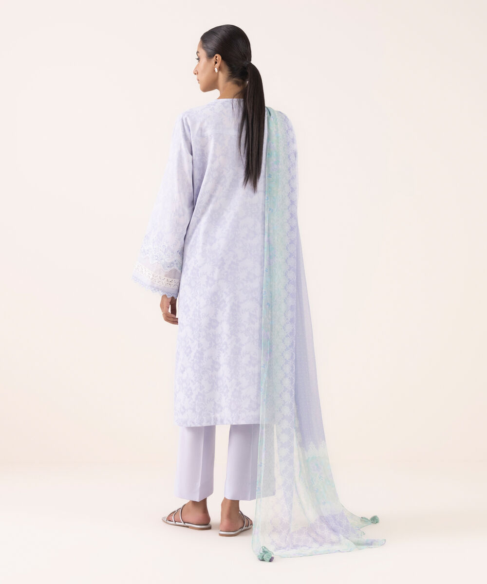 Women's Unstitched Linen Jacquard Dyed Three Piece Suit