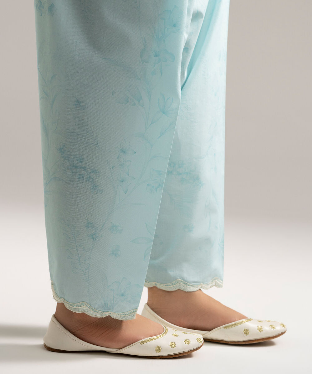 Women's RTW Cambric Printed Blue Shalwar