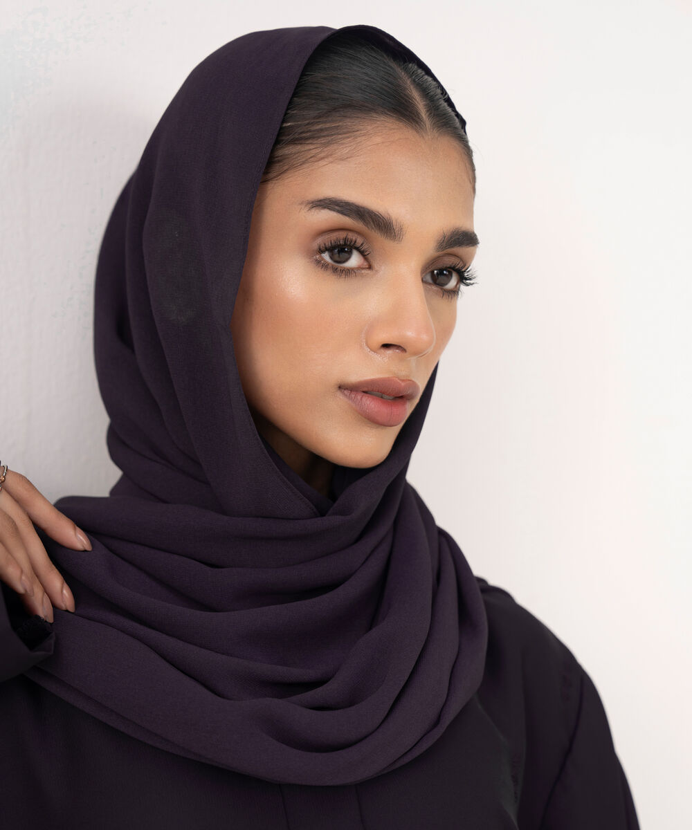 Women's Purple Polyester Abaya Set