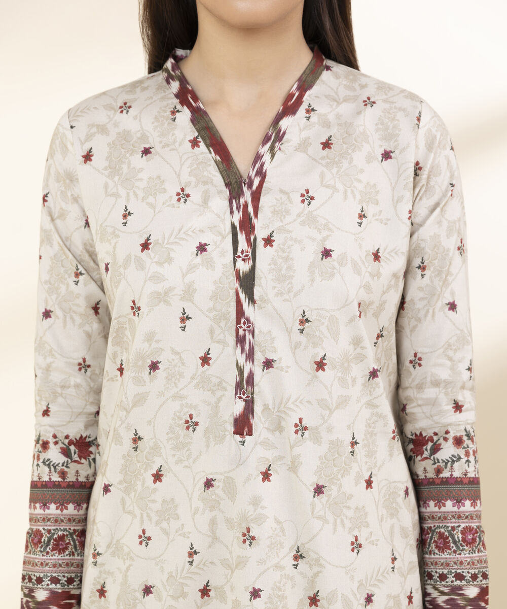 Unstitched Women's Off White Lawn 3 Piece Suit