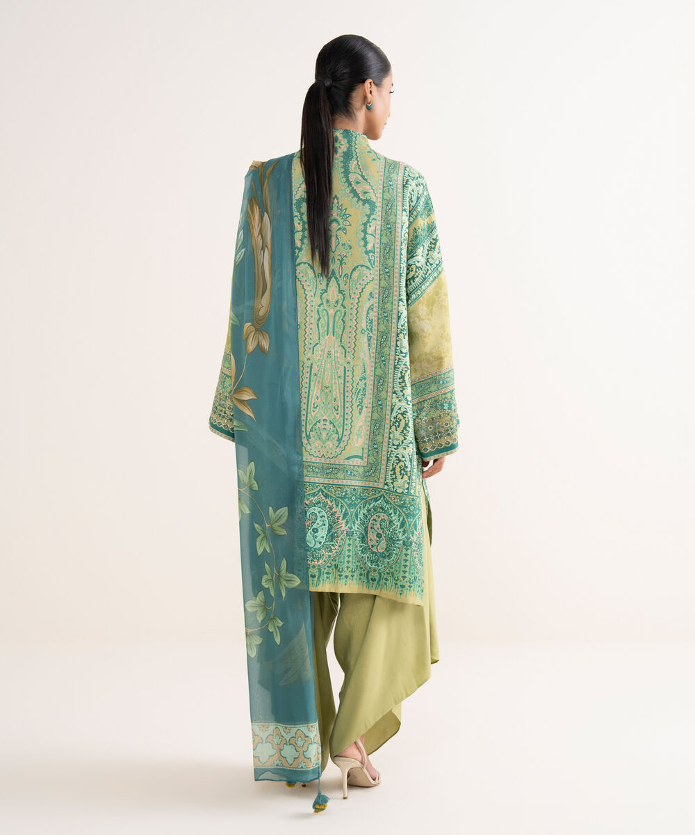 Women's Unstitched Lawn Embroidered Multi Three Piece Suit