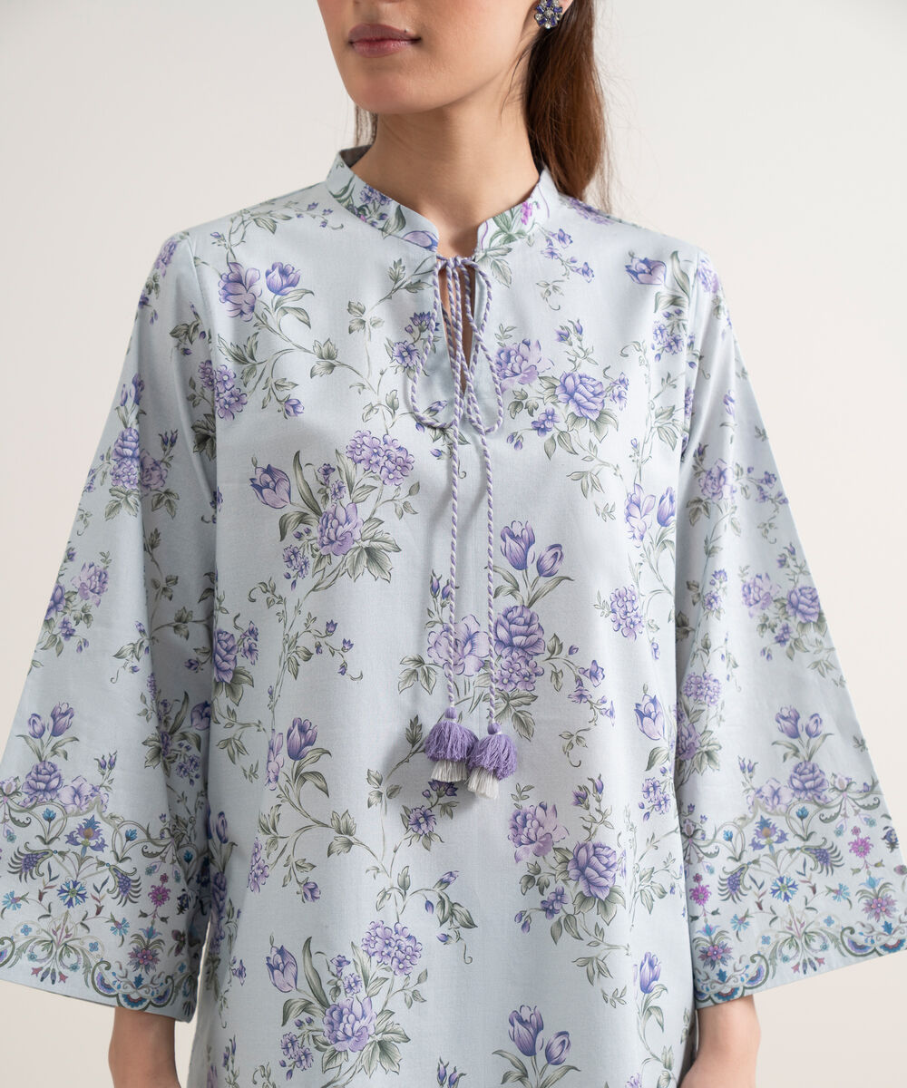 Women's Unstitched Lawn Printed Grey 2 Piece Suit