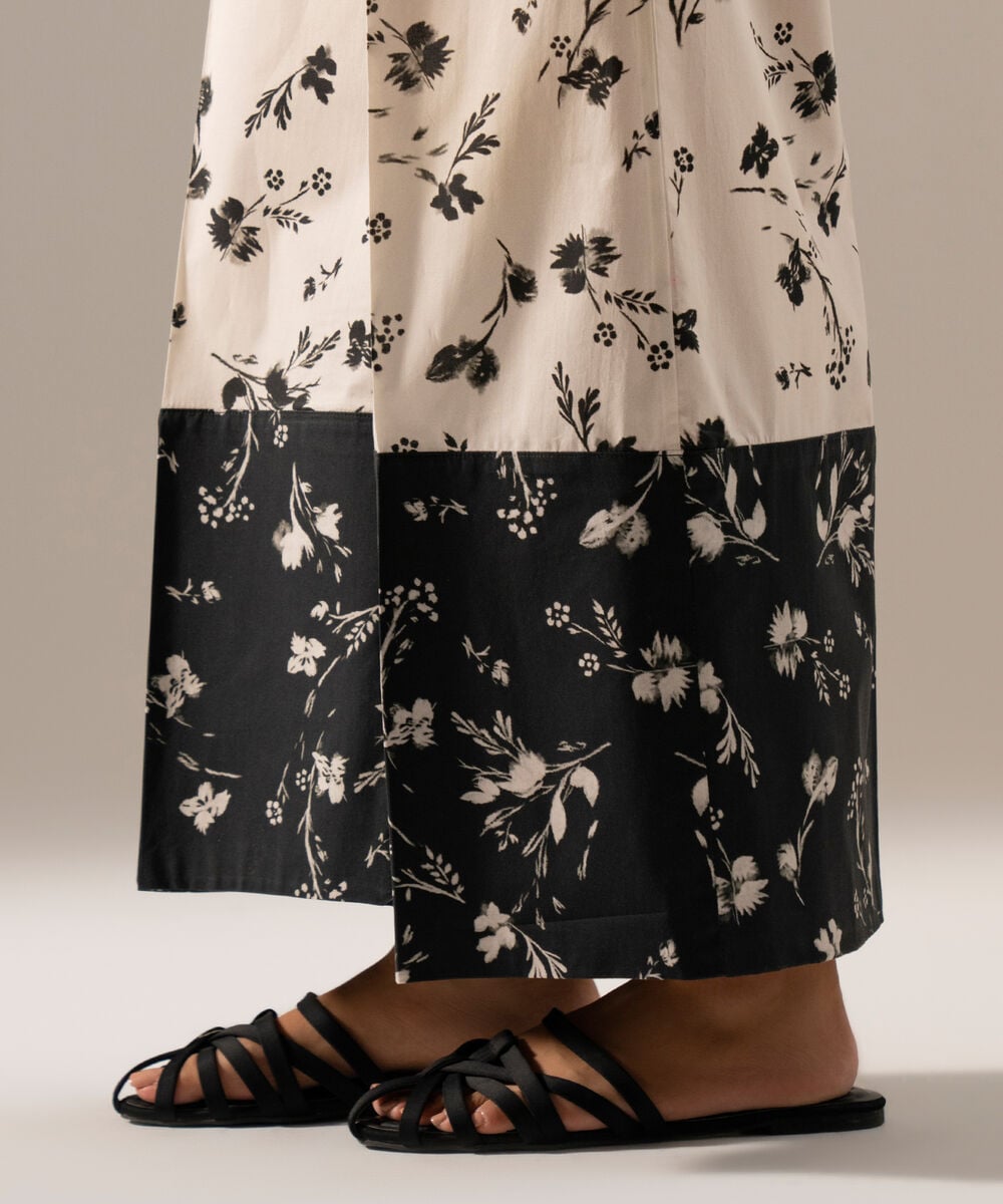 Women's RTW Poplin Printed White Skirt