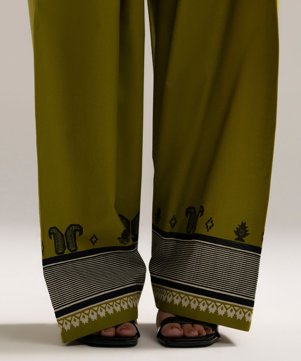 Women's RTW Cambric Printed Green Farshi Shalwar