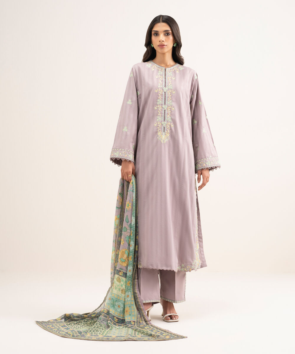 Blended Chiffon Printed Purple Dupatta